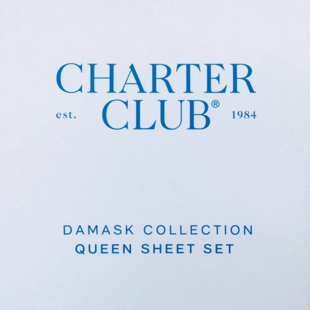 brand new PALE LILAC STRIPE Charter Club Damask 550 TC Cotton QUEEN Sheet Set
